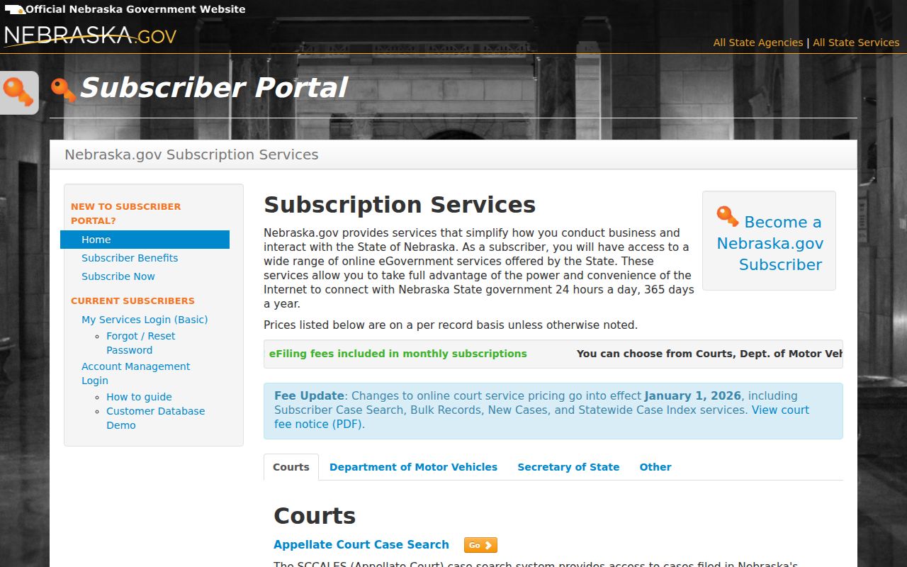 Kearney County case lookup Nebraska subscriber search information