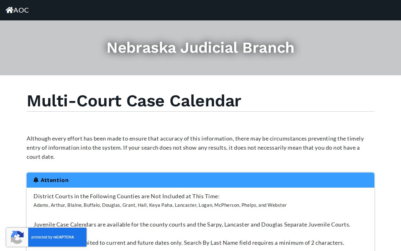 Kearney County court dates Multi-Court Case Calendar search controls