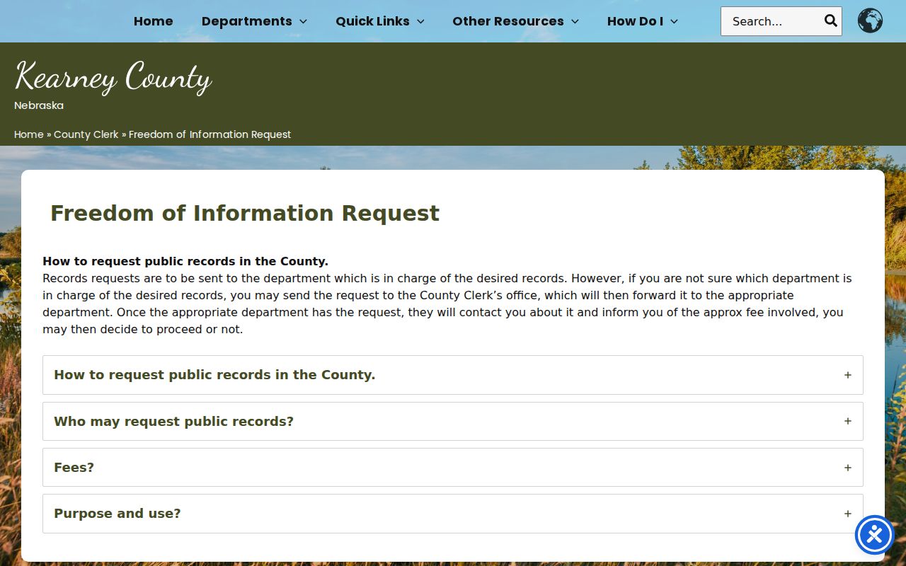 Kearney County court record search public records request information
