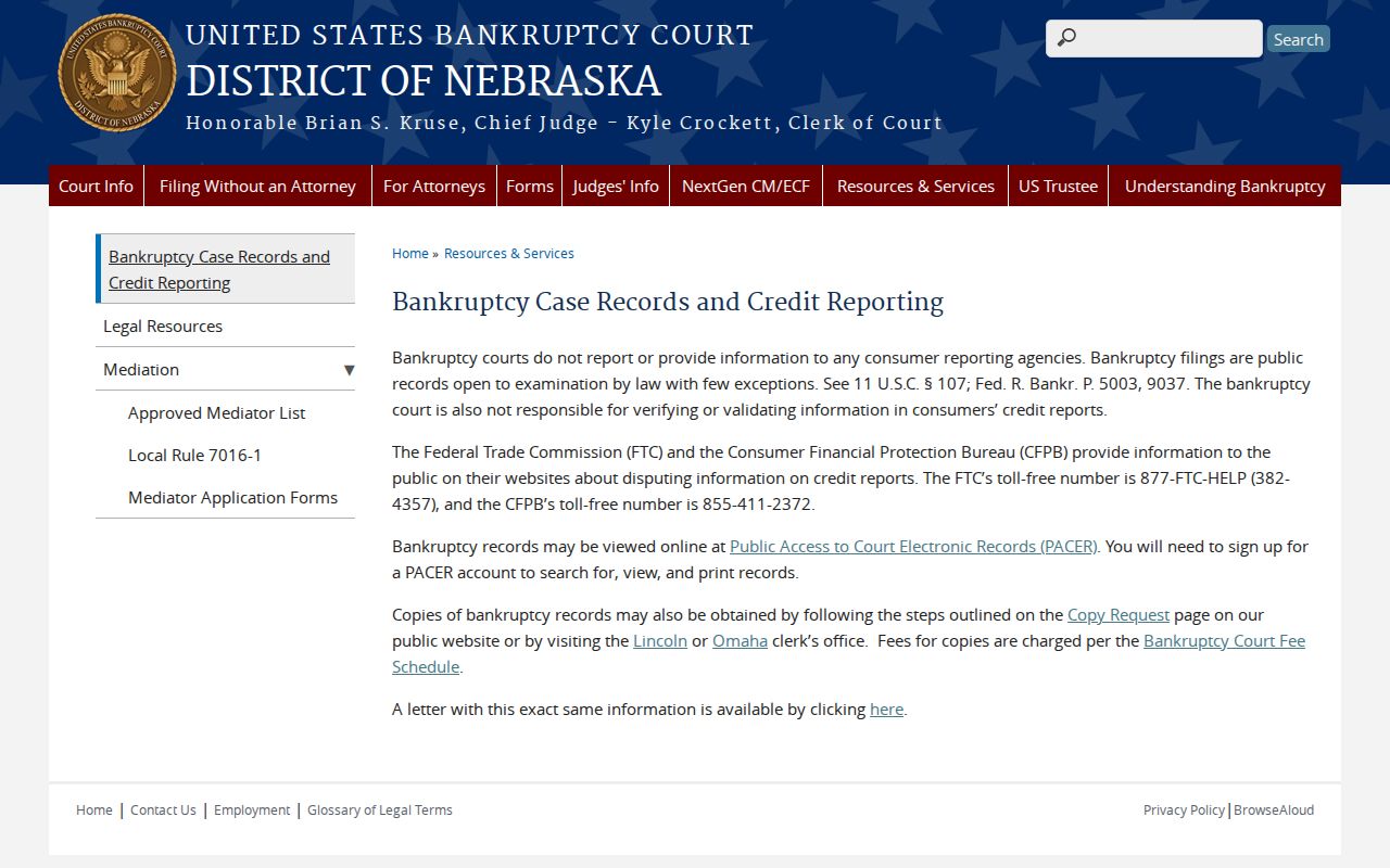 Kearney County court record search federal bankruptcy record access distinction