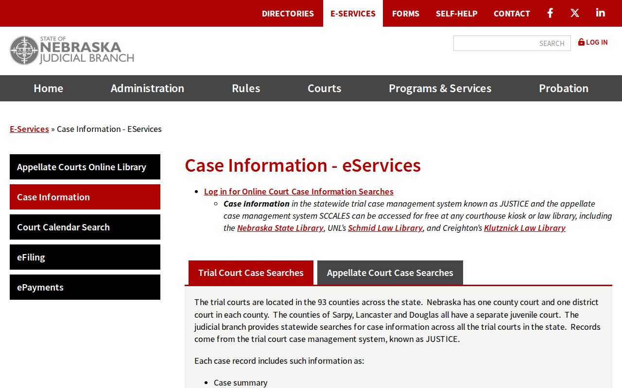 Kearney County court docket JUSTICE case information overview