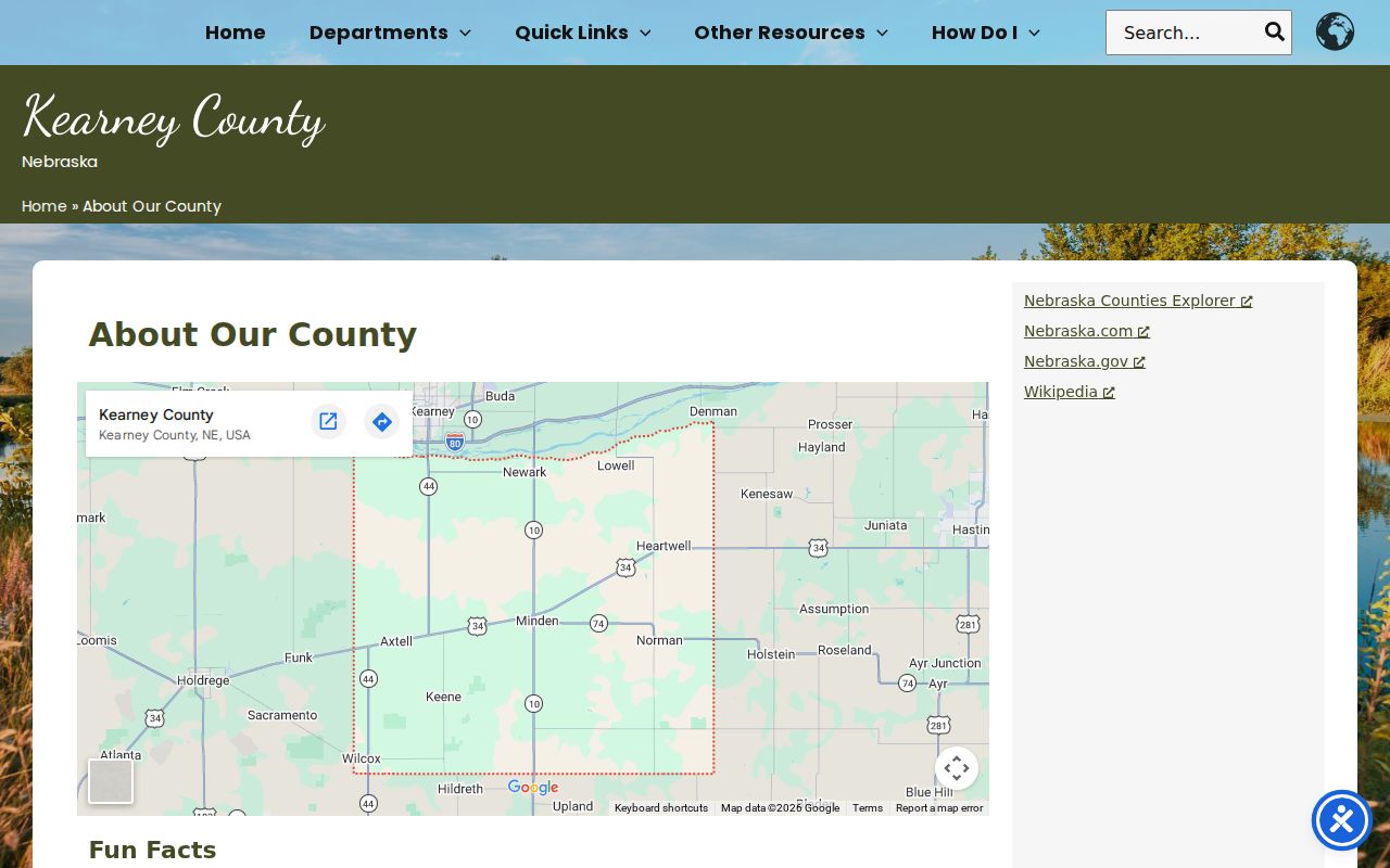 Kearney County court docket courthouse context in Minden Nebraska