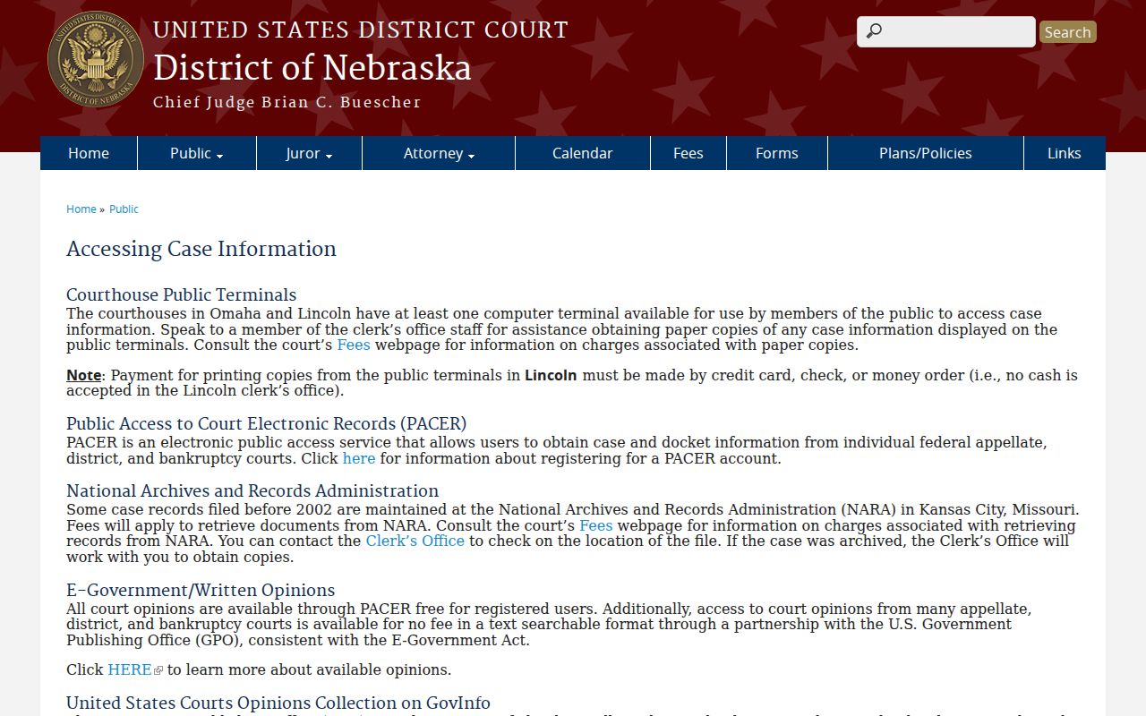 Kearney County court docket federal case access boundary