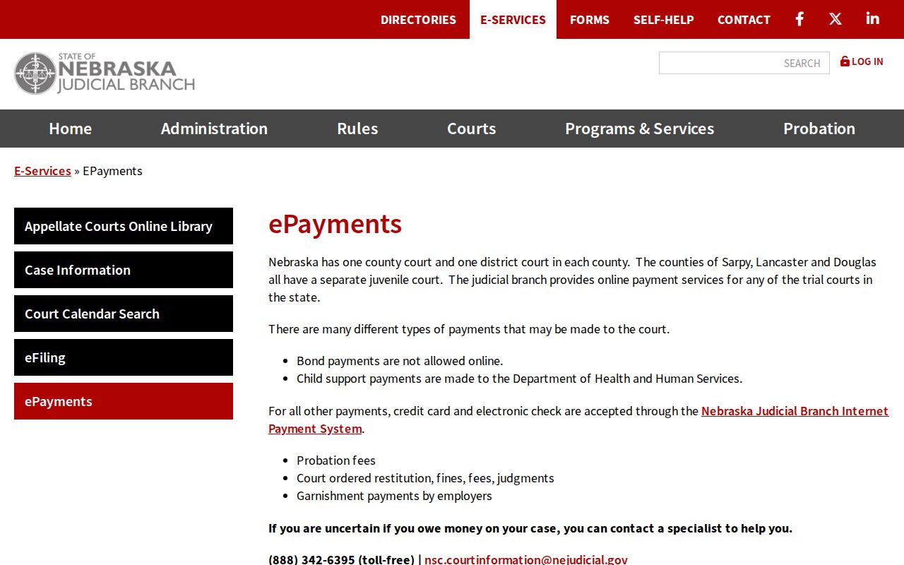 Kearney County traffic tickets online court payment categories and limits