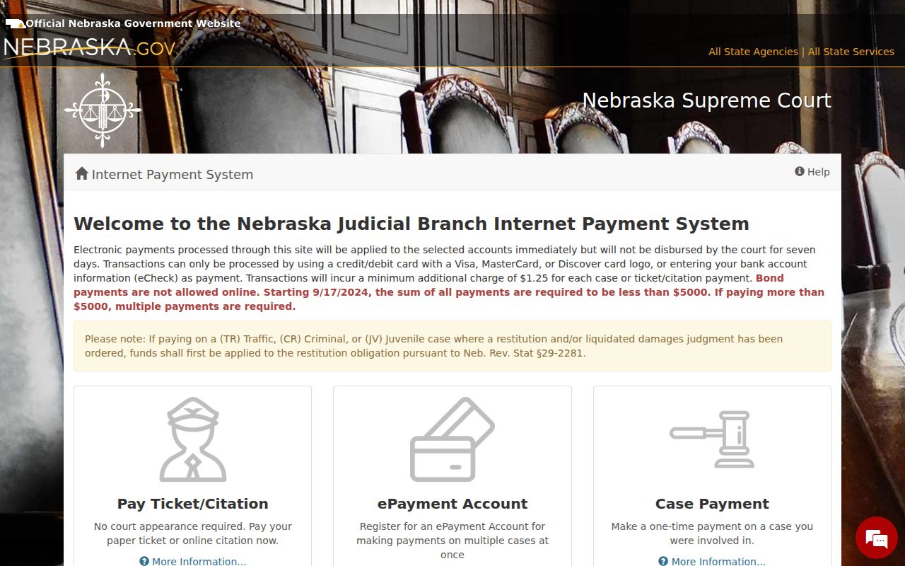 Kearney County traffic ticket official payment interface